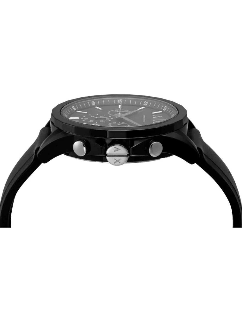 Men's Black Silicone Band Bracelet Chronograph Analog Crystal Dress Wrist Watch